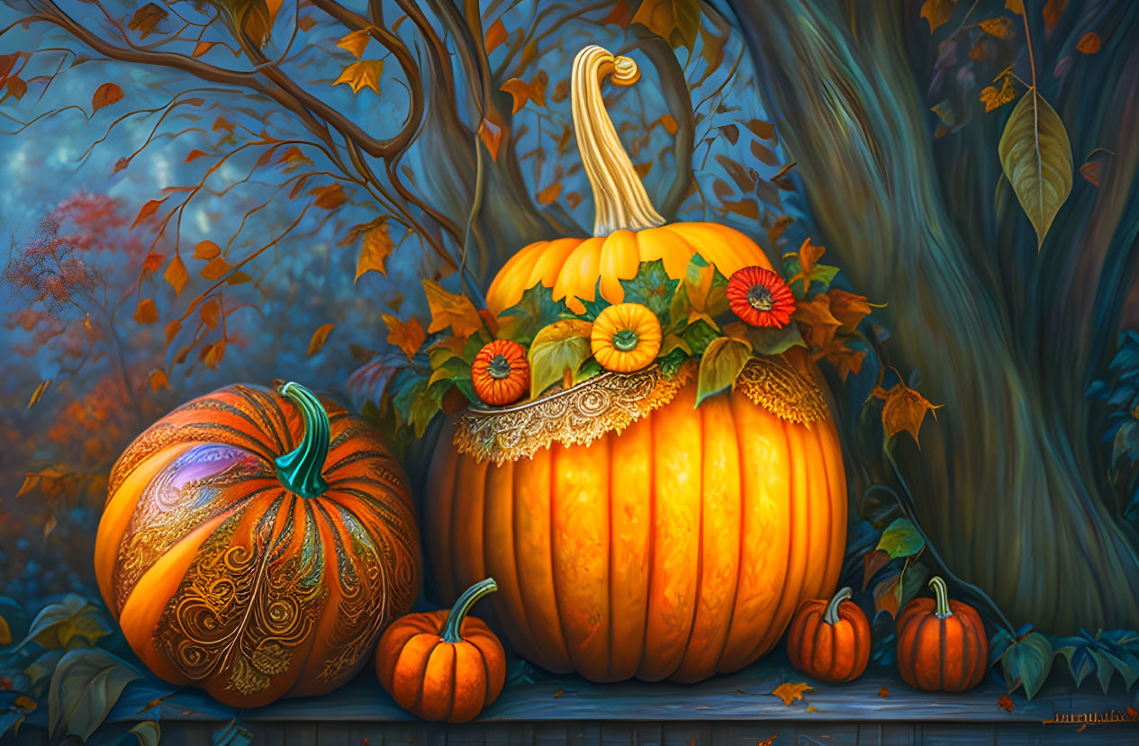 Beautiful autumn pumpkins arangement 