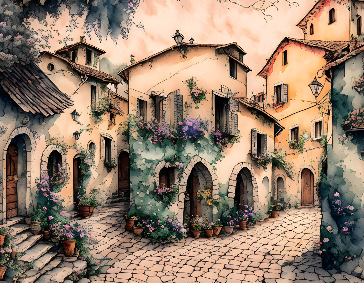  Italian  village from my sketchbook