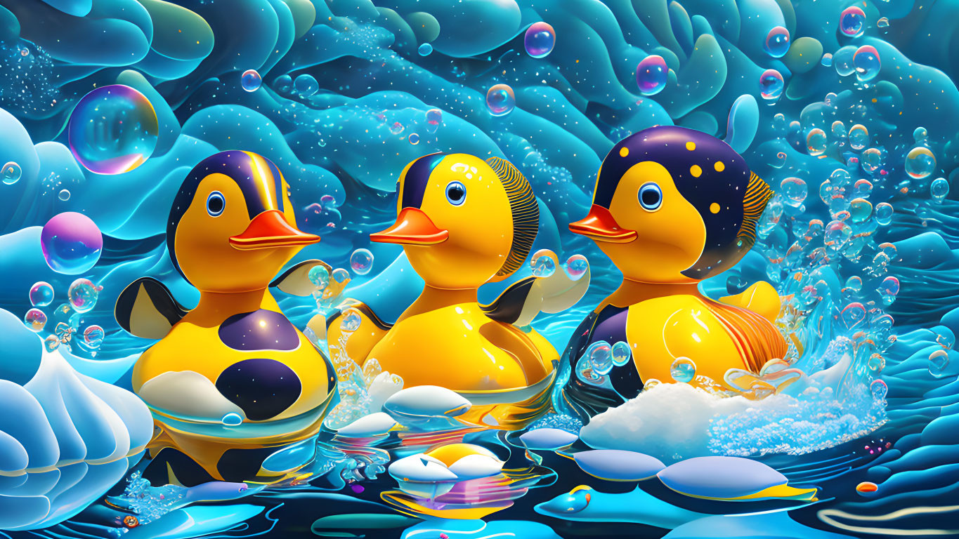 Bath ducks having fun!