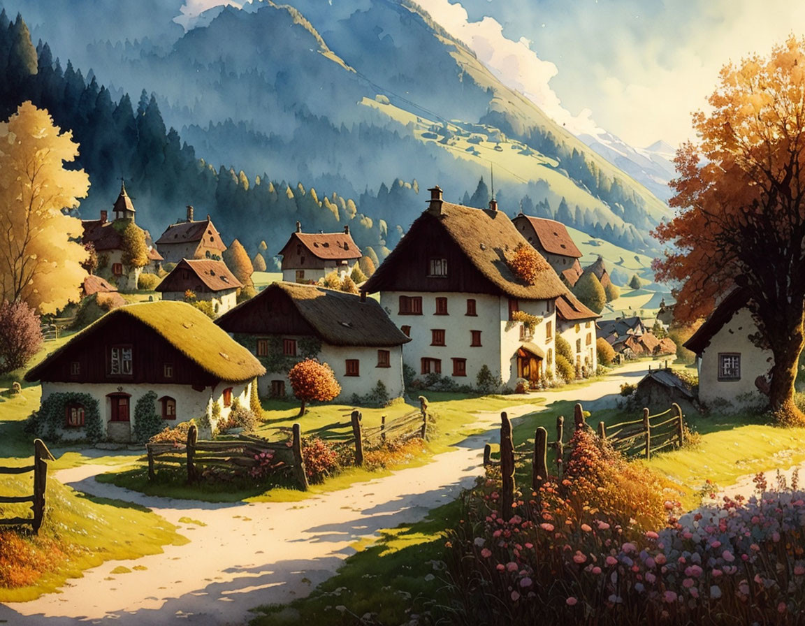 Small Village in Fall