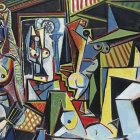 Vibrant Cubist Painting of Abstract Female Figures