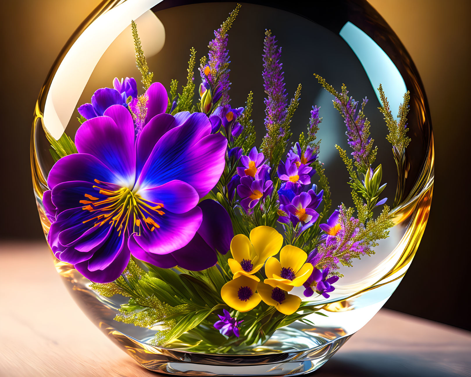 flowers in glassbowl