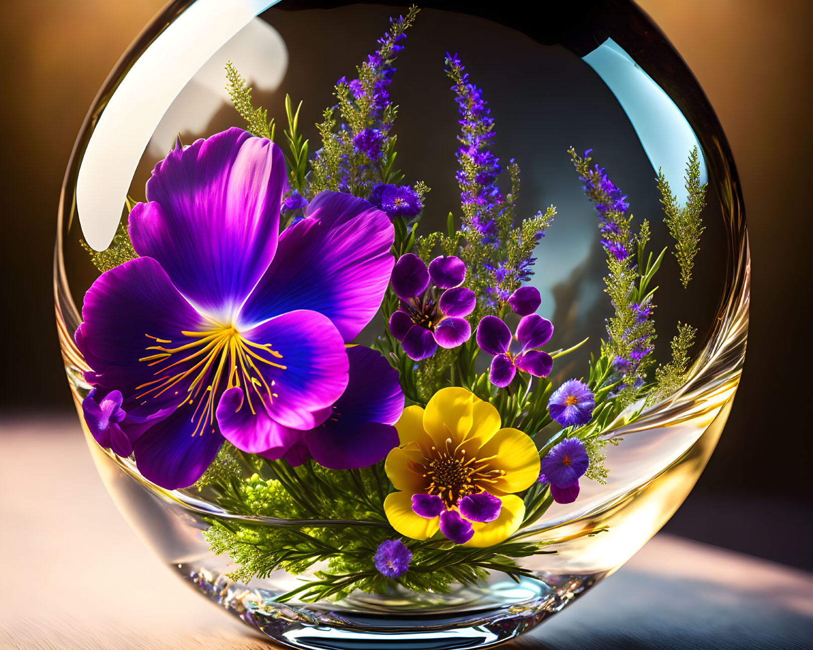 glass with flowers