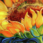 Detailed Close-Up of Vibrant Sunflowers with Yellow Petals and Brown Centers