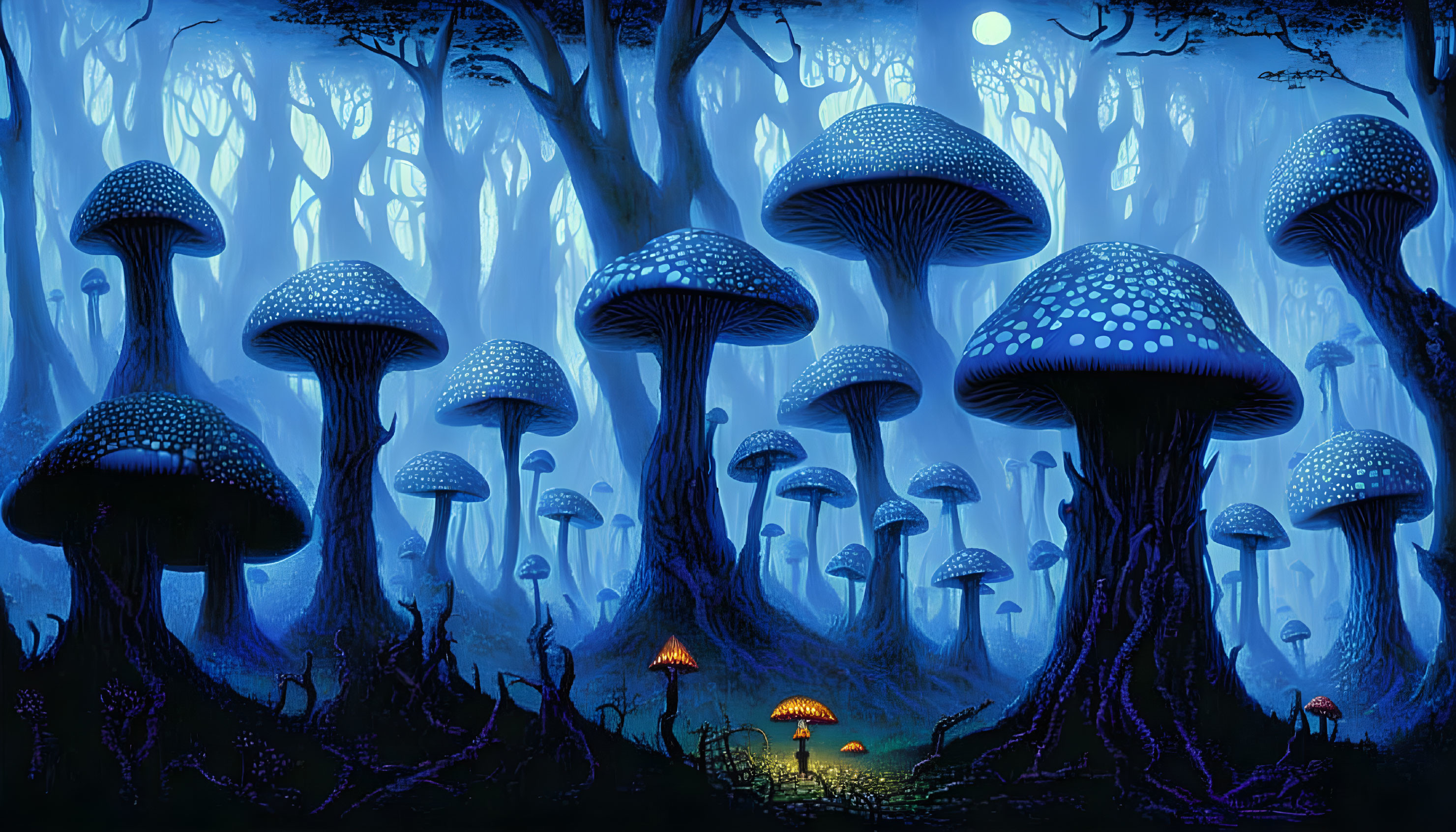 The Blue Mushroom Forest
