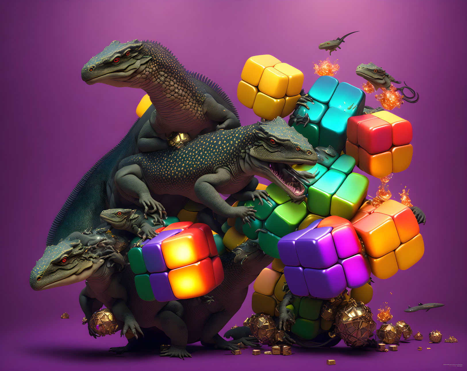 Komodo Dragons, Rubik's Cubes #1