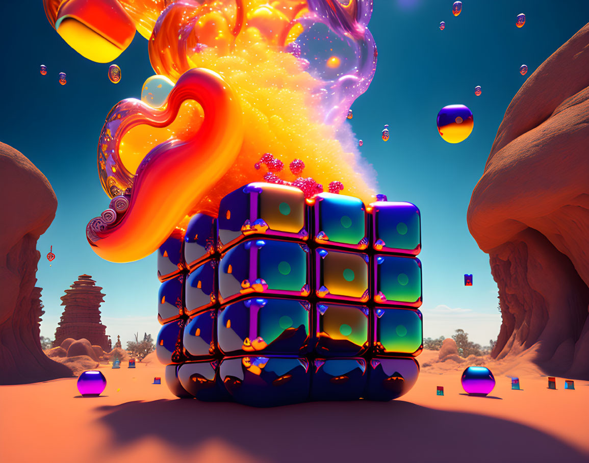 exploding Rubik's Cube #4