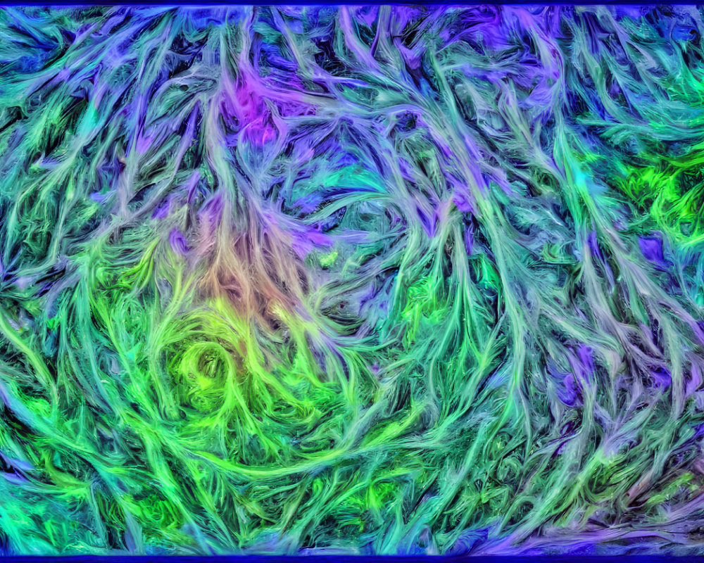 Vibrant Blue, Green & Purple Swirling Patterns in Abstract Digital Art