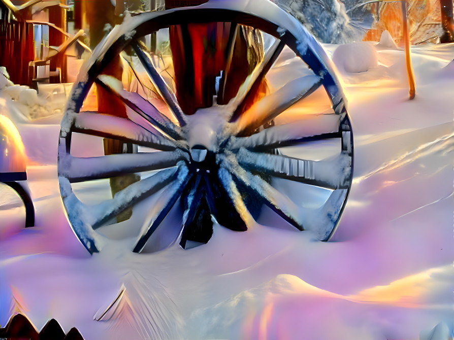 Wagon Wheel in the Snow