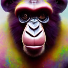 Multicolored bear mask on human in surreal portrait