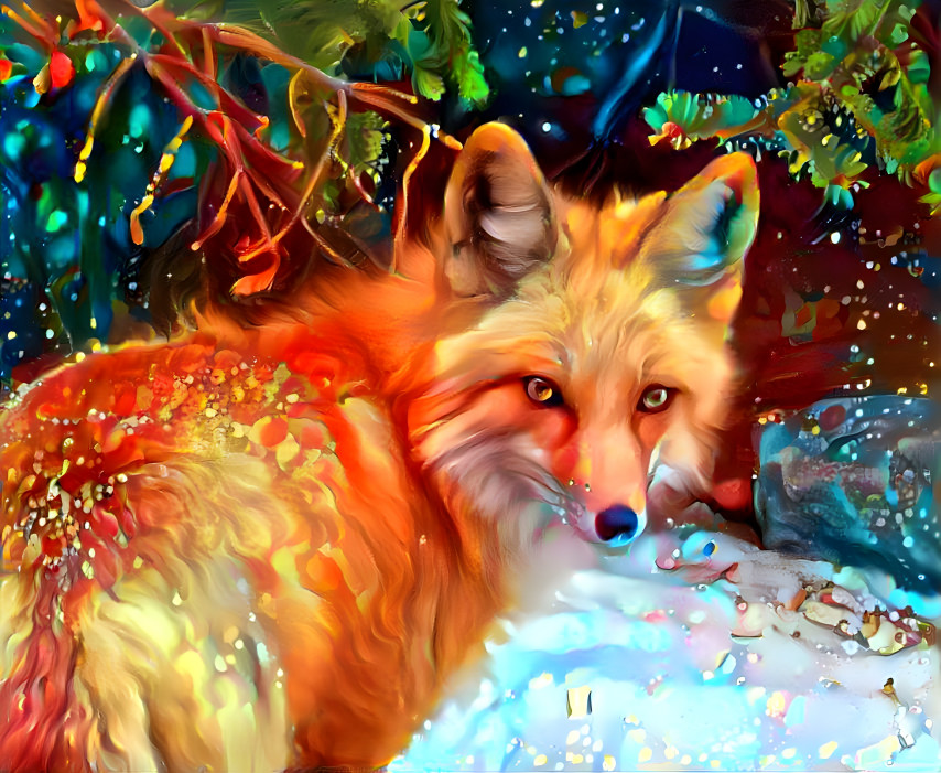 Red fox in Snowy Forest