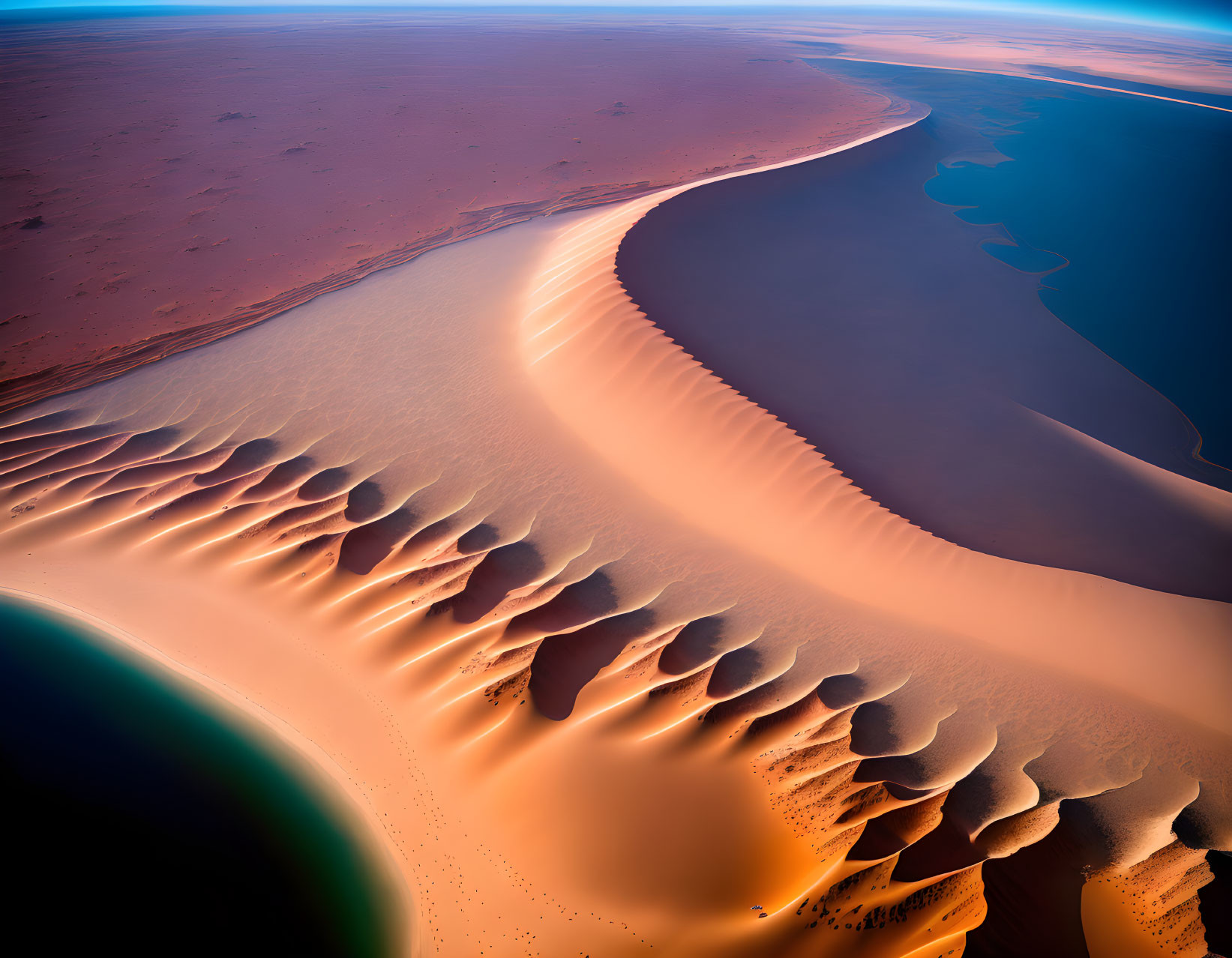 Vast Desert Sand Dunes Next to Coastline