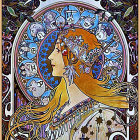Stylized woman in intricate Art Nouveau design