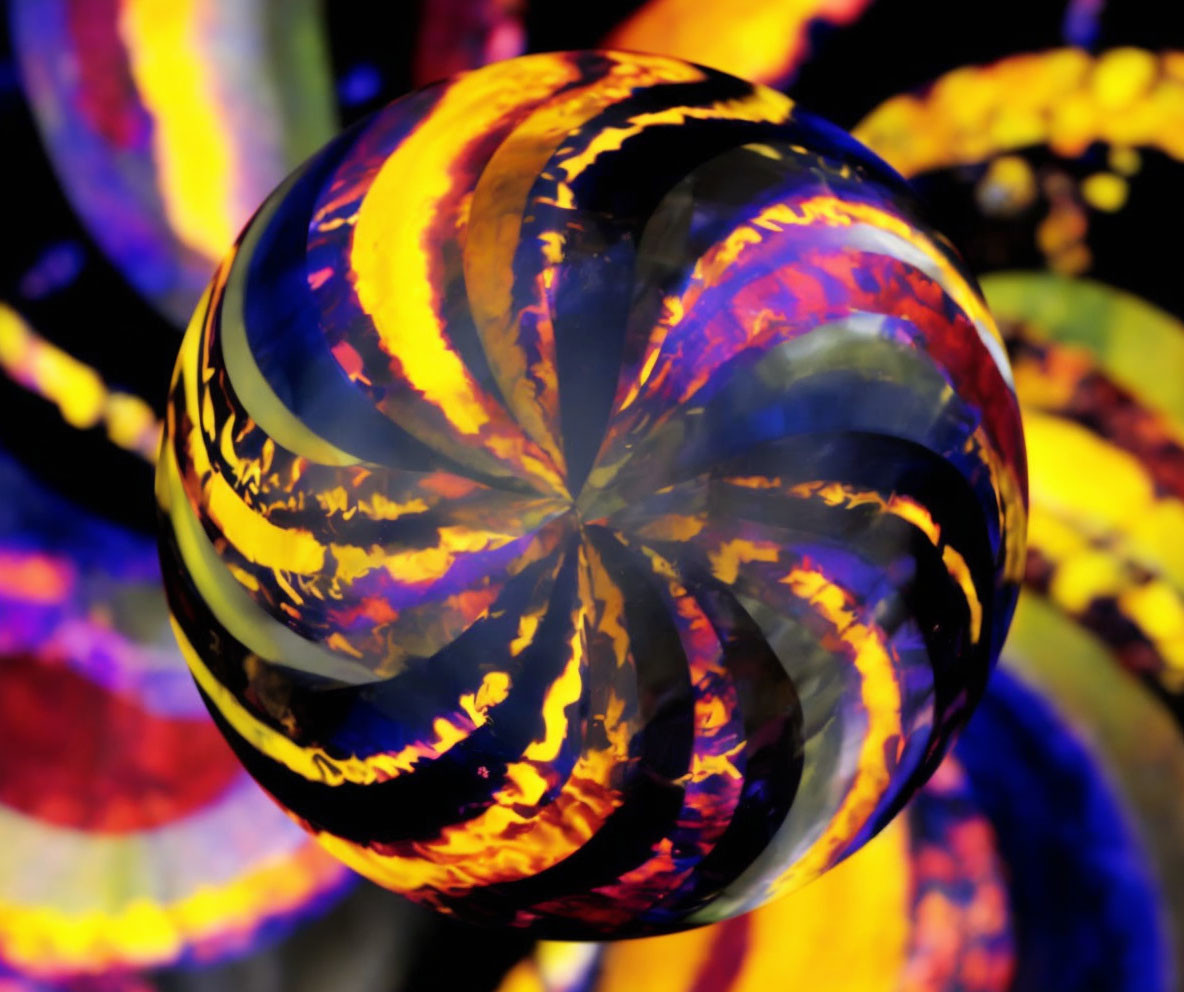 Multicolored psychedelic cannon ball fm outr space