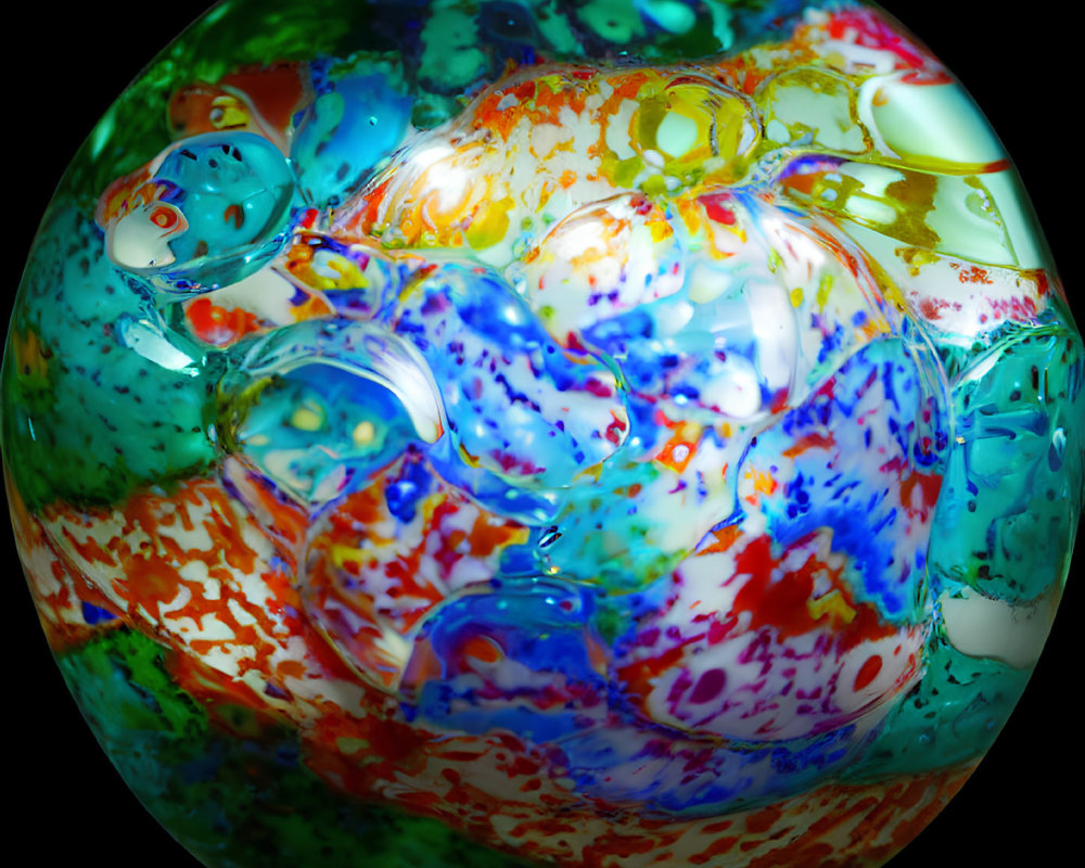 Multicolored Swirling Glass Paperweight with Smooth Dome