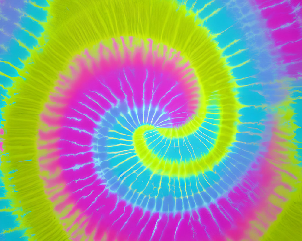 Colorful Spiral Tie-Dye Pattern in Yellow, Green, Blue, and Pink