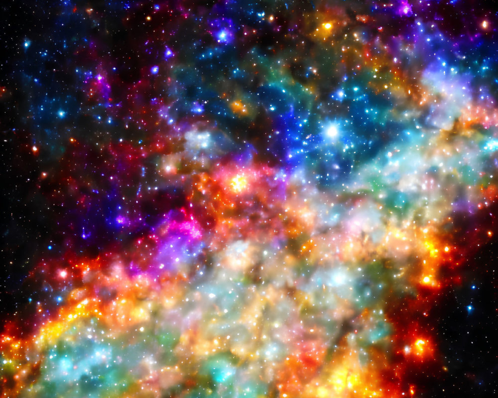 Colorful Cosmic Stars and Nebulae in Space