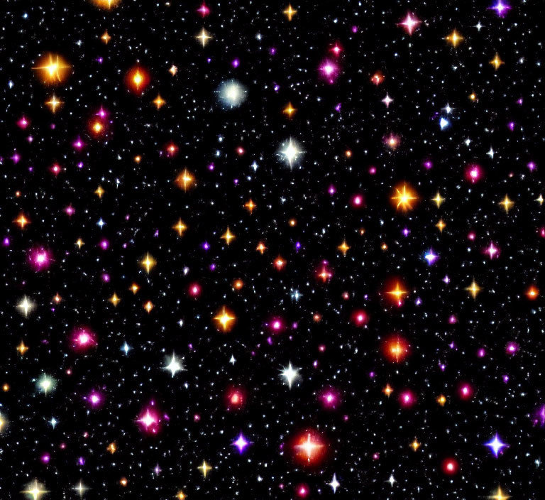 Colorful Twinkling Starfield in Dark Space