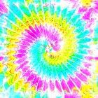 Colorful Spiral Tie-Dye Pattern in Yellow, Blue, Pink, and Green