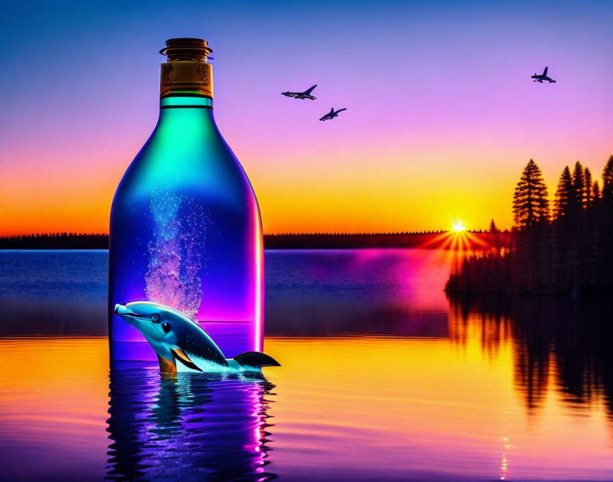 Dolphin sunset
