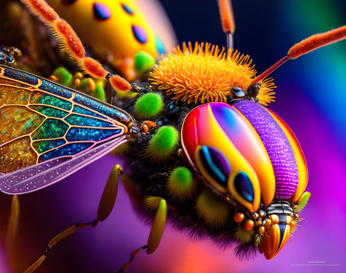 Multicolored insect closeup