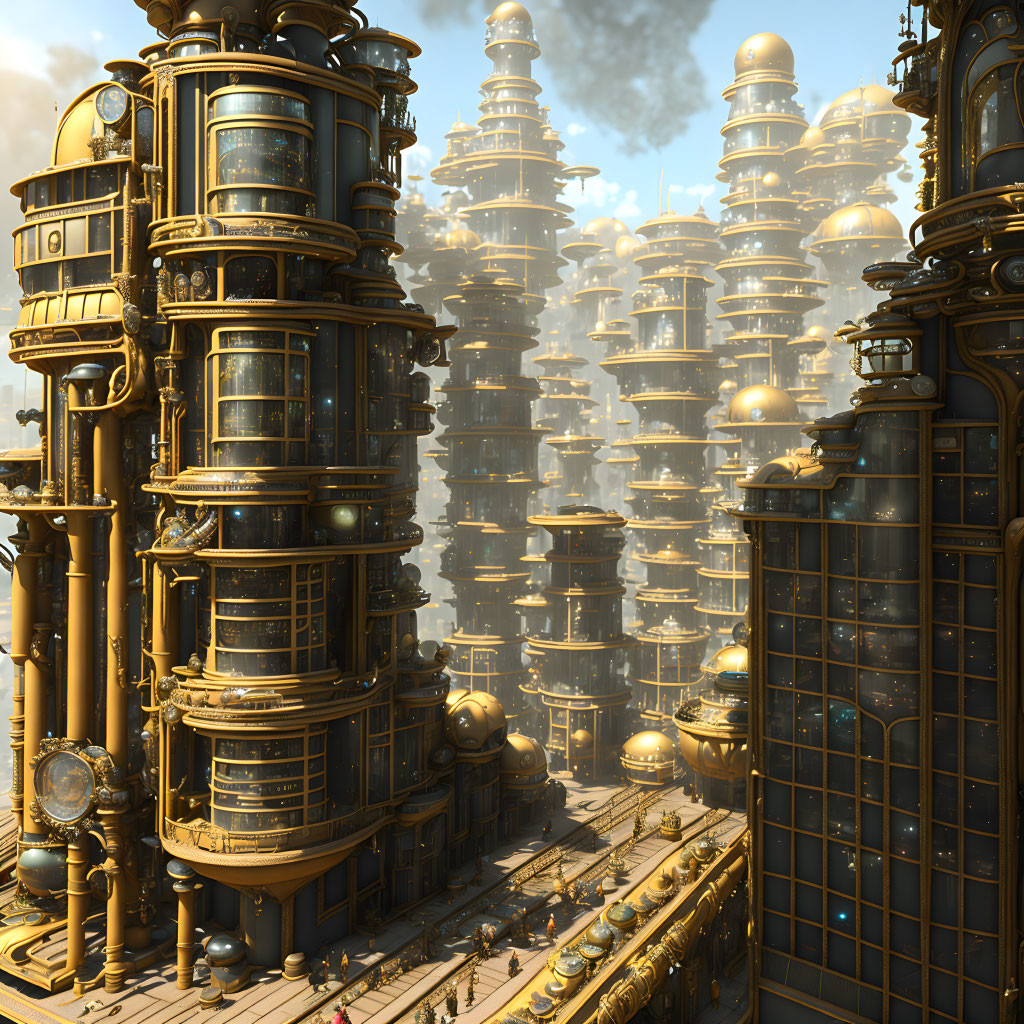 Futuristic steampunk cityscape #4
