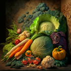Colorful Fresh Vegetable Arrangement on Dark Background