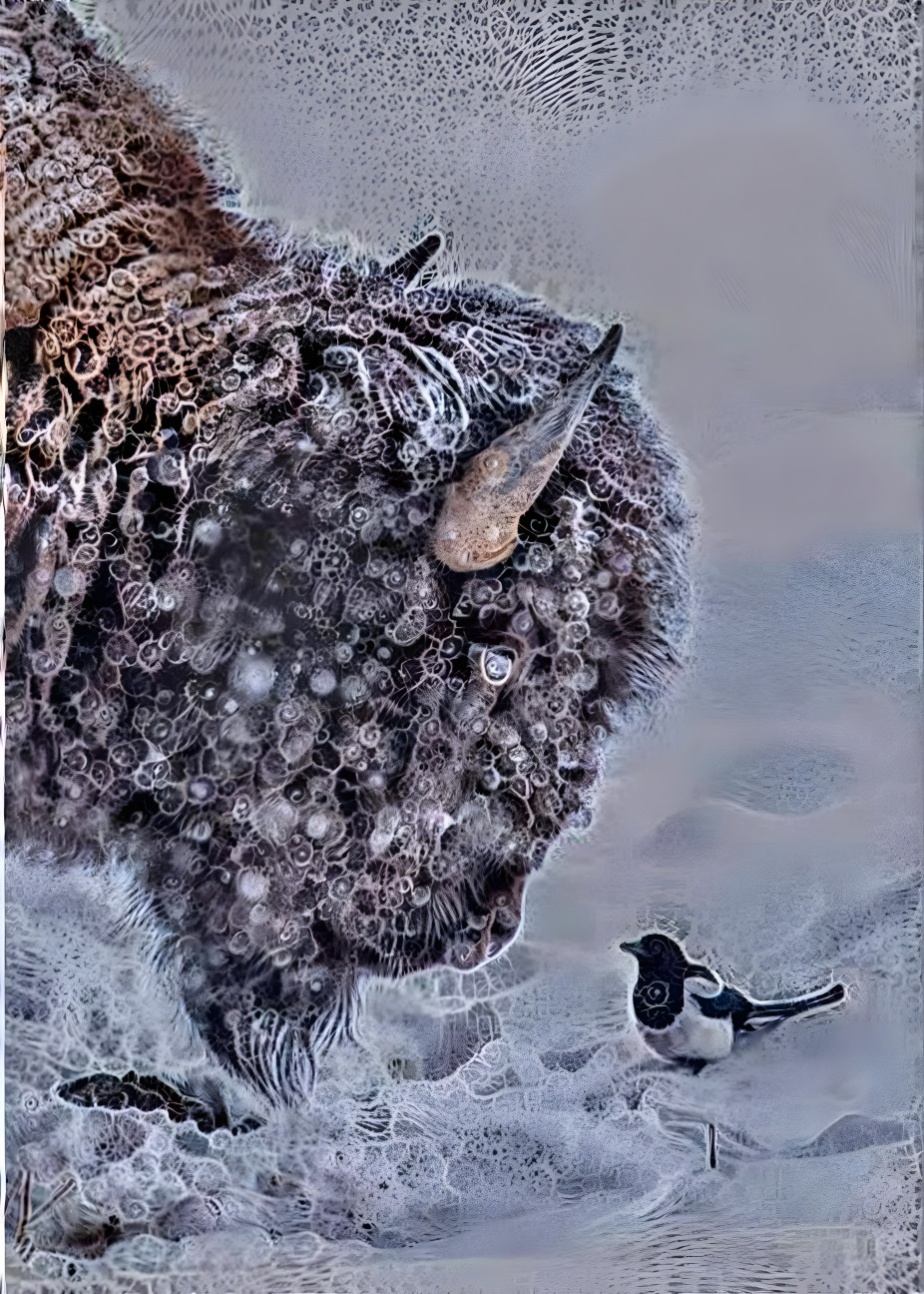 bison and bird 