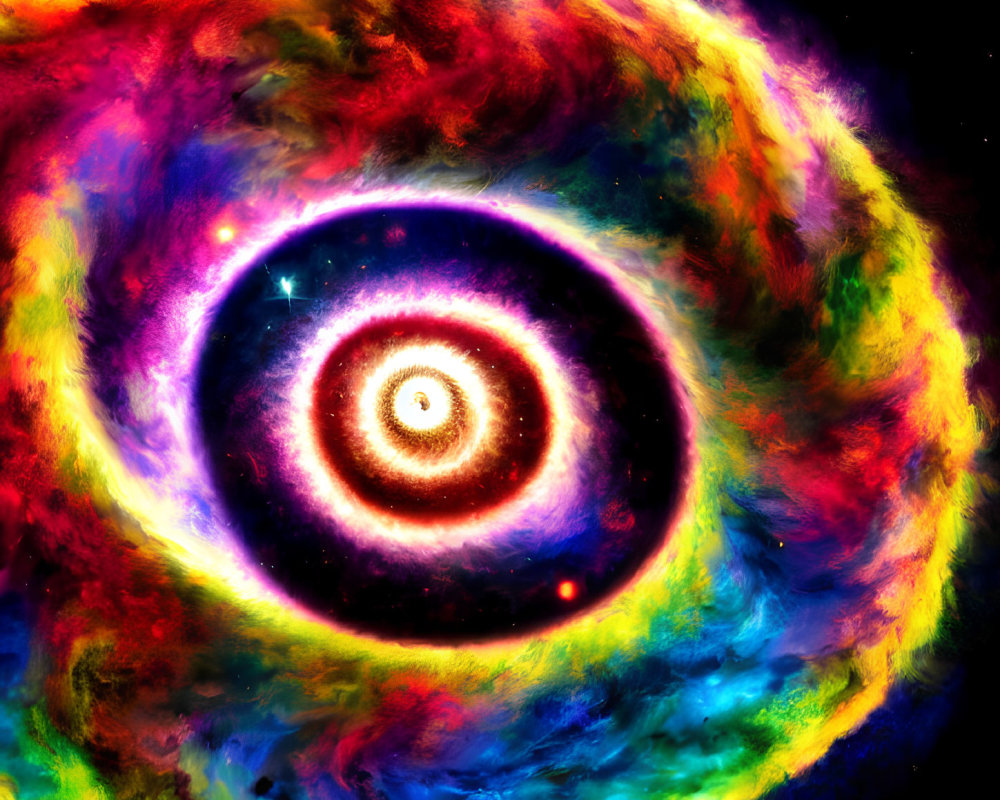 Colorful Cosmic Swirl in Neon Hues: Pink, Blue, Yellow, Purple