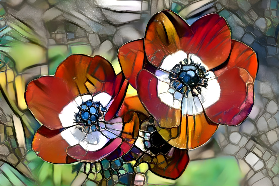 Red Flowers Stained Glass
