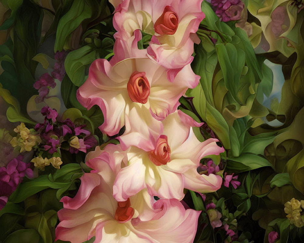Lush Gladiolus Flowers in Digital Painting