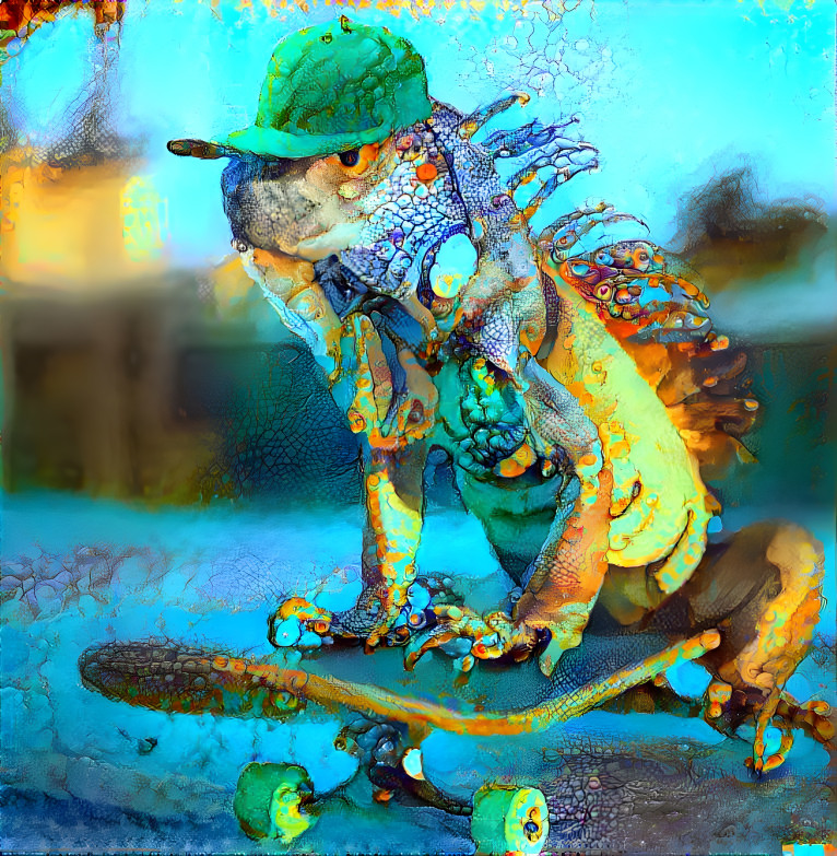 Iguana Skatebard dude