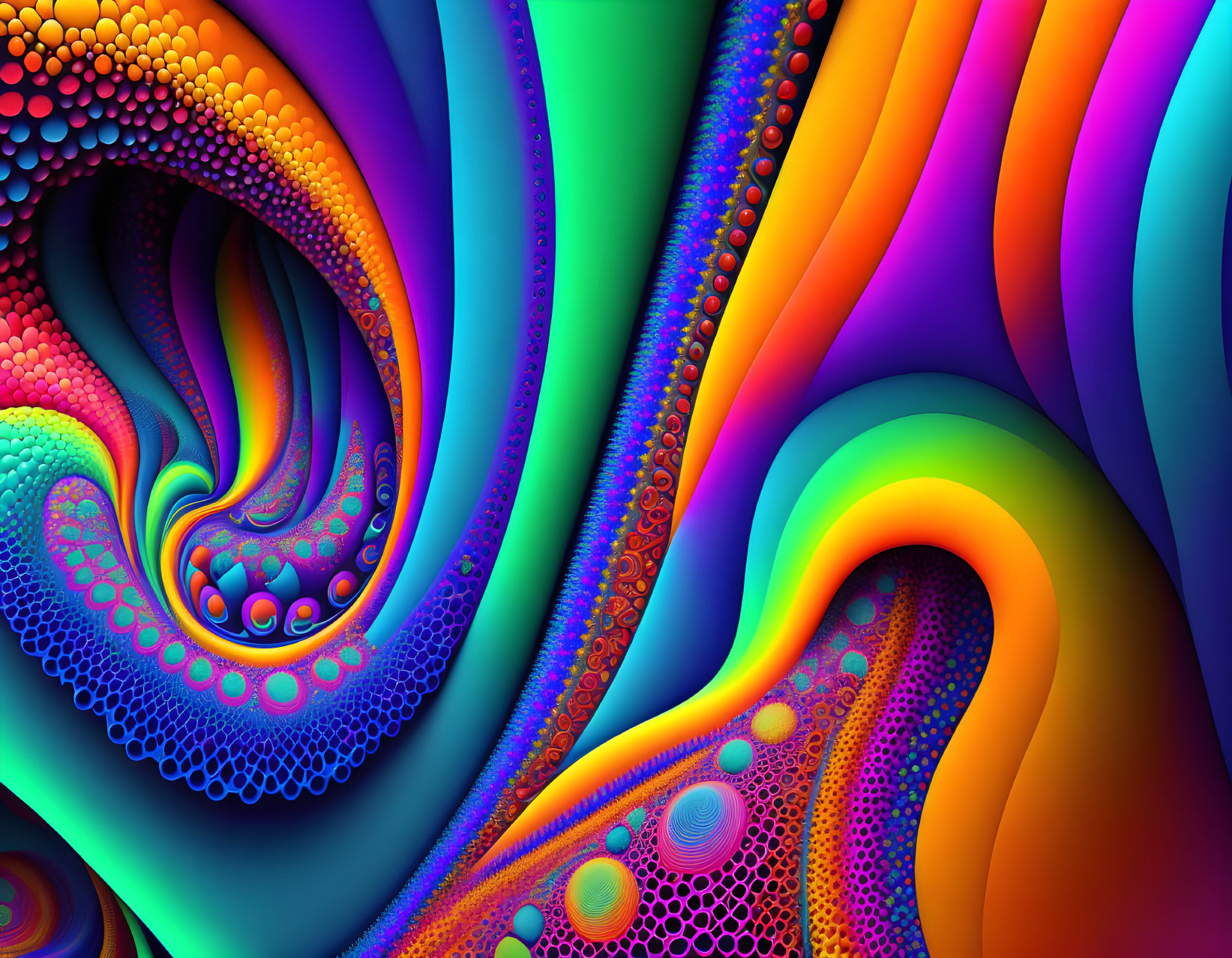 Colorful Digital Fractal Art with Swirling Patterns in Purple and Orange