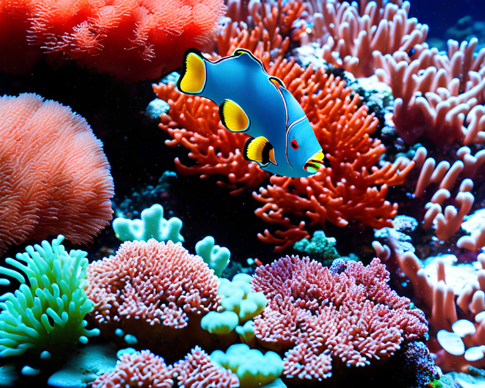 Colorful Clownfish Among Vibrant Coral Reefs in Clear Underwater Scene