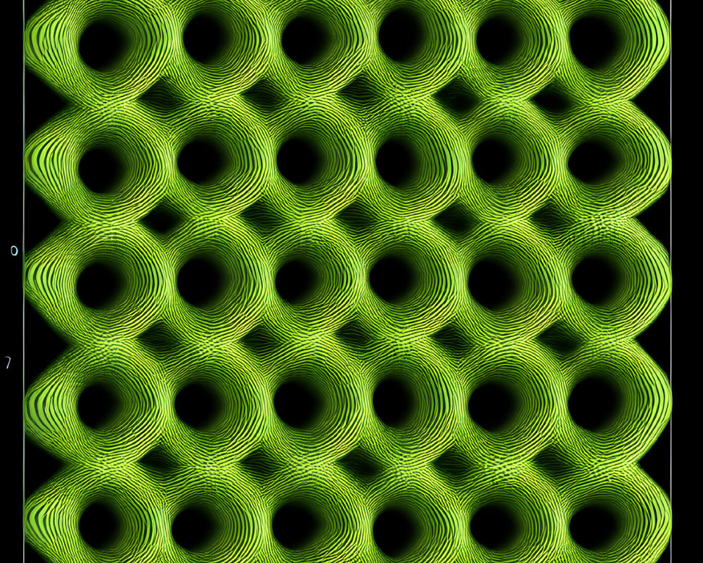 Interconnected Green Waveforms on Black Background Pattern