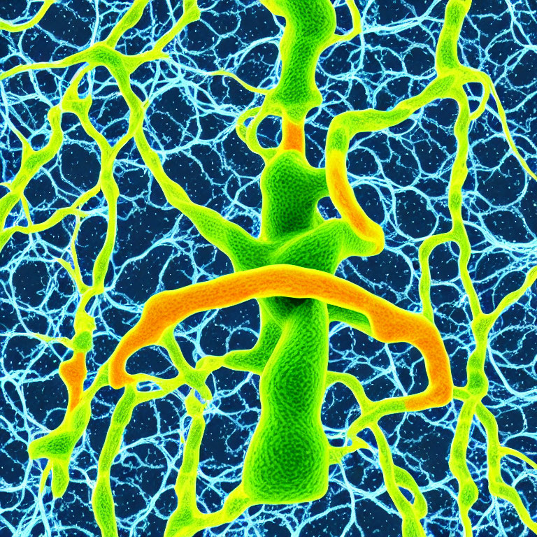 Vibrant Neural Network Illustration with Interconnected Neurons