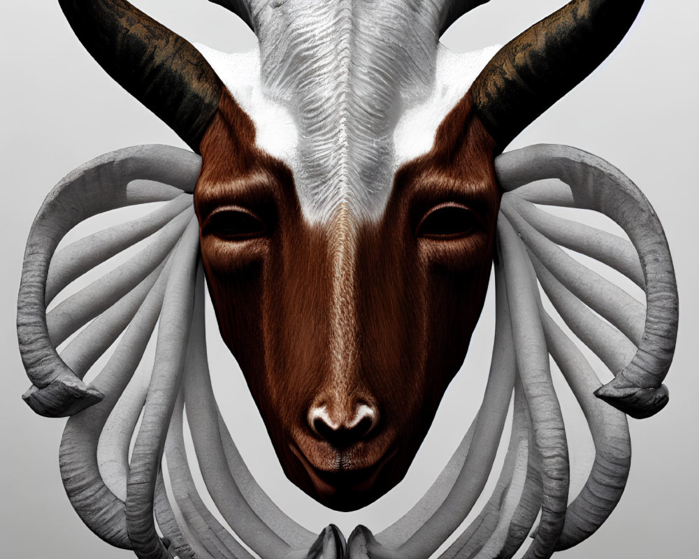 Detailed Capricorn Zodiac Sign Artwork with Stylized Goat Head