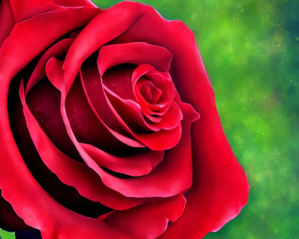 Detailed Red Rose with Green Leaves on Soft-focus Background