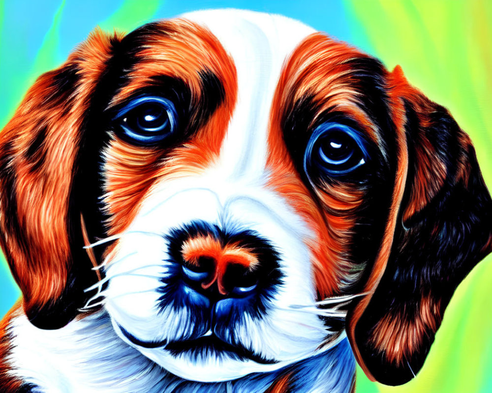 Colorful Beagle Puppy Illustration with Expressive Eyes