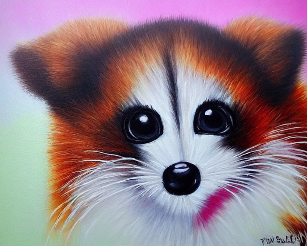 Vibrant Cartoon-Style Fluffy Dog Painting