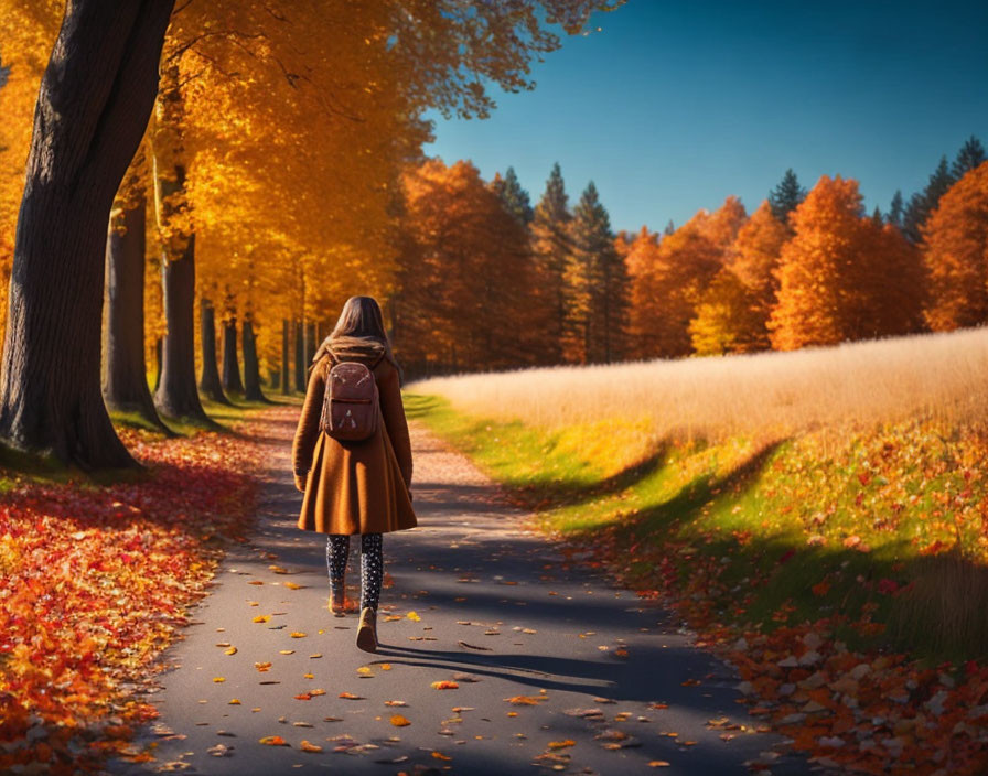 a girl taking a walk in autumn