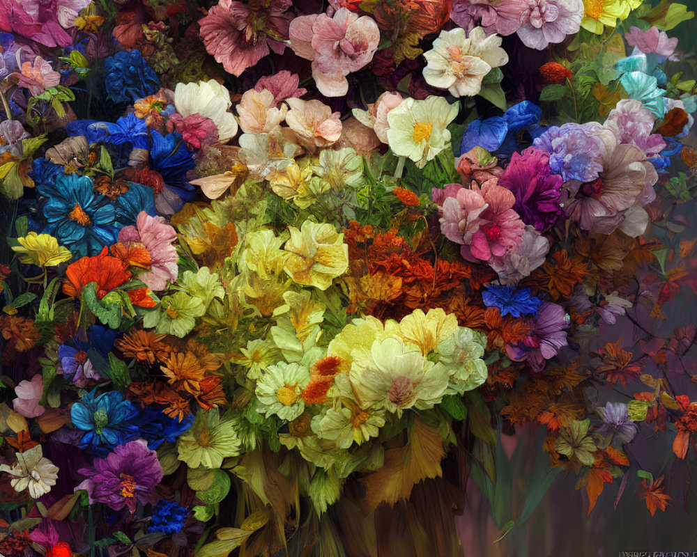 Multicolored Flowers in Lush Display