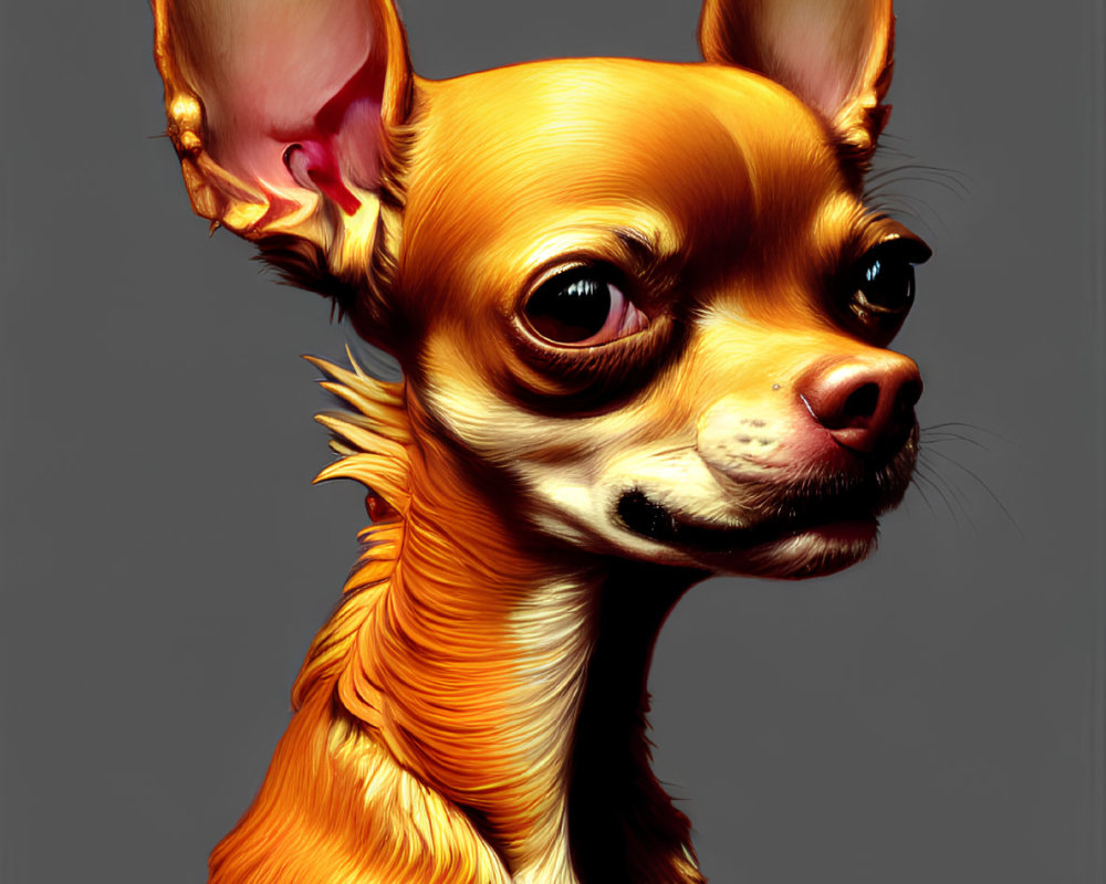 Chihuahua with Oversized Ears and Tan Coat on Neutral Background