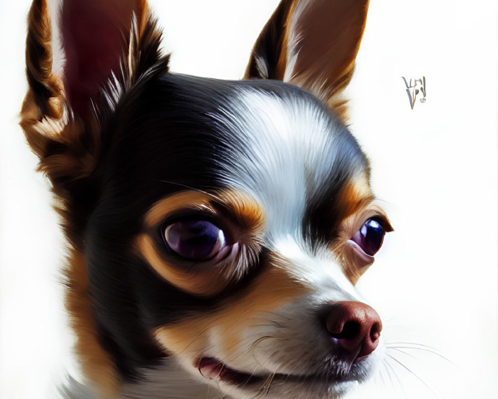 Chihuahua digital painting with expressive eyes and glossy coat