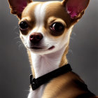 Detailed Chihuahua Artwork: Large Ears, Stylish Collar, Cape