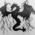 Detailed Monochrome Dragon Emerging from Clouds