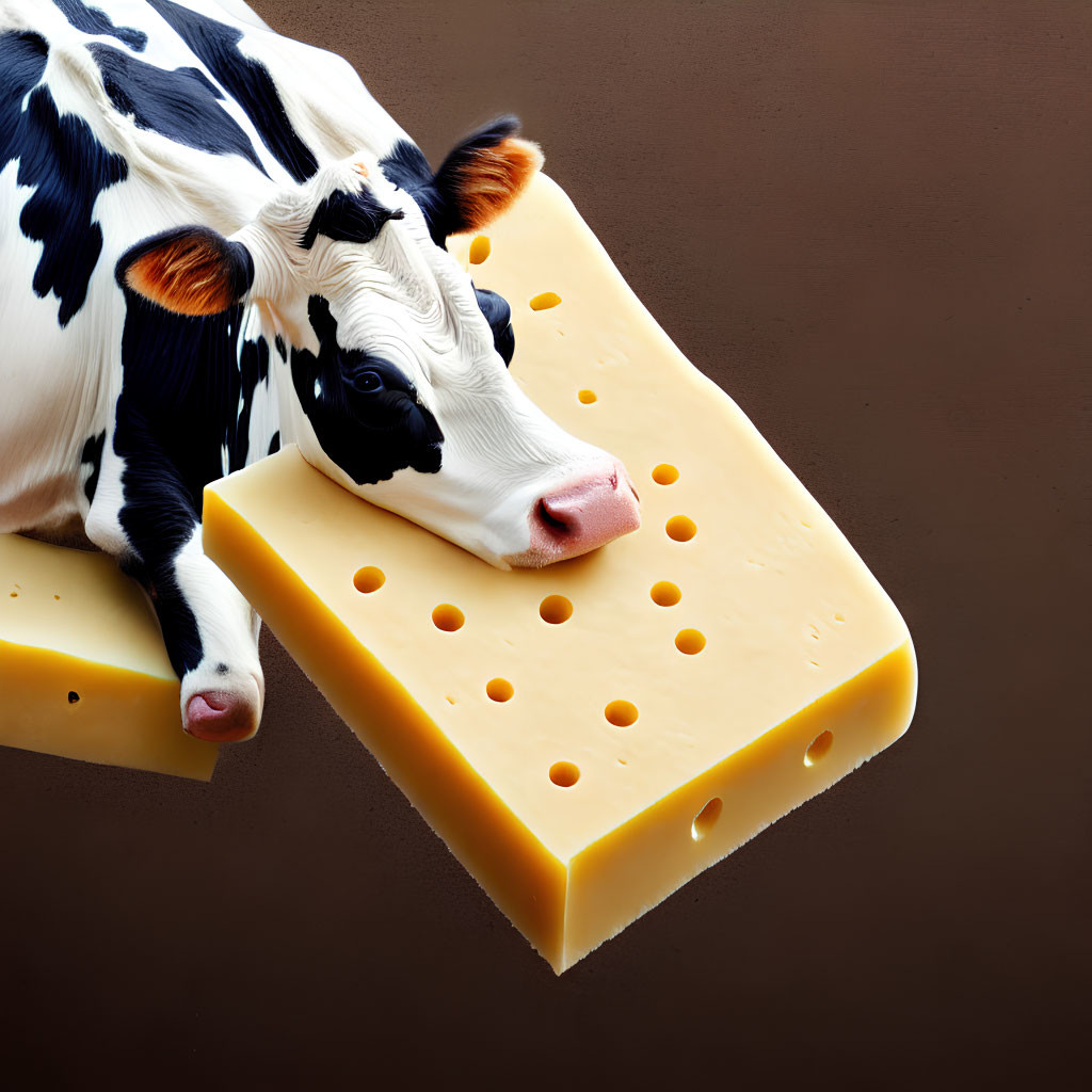 Cow on Swiss Cheese Wedge: Whimsical Dairy Play