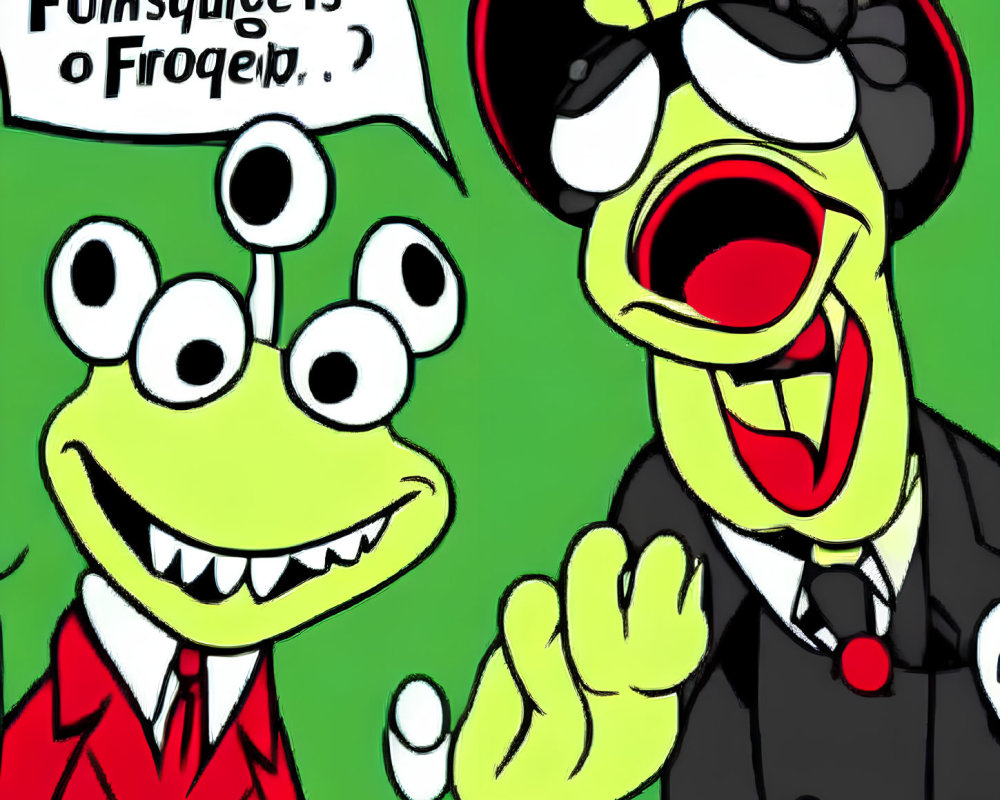 Vibrant cartoon featuring two characters with speech bubble