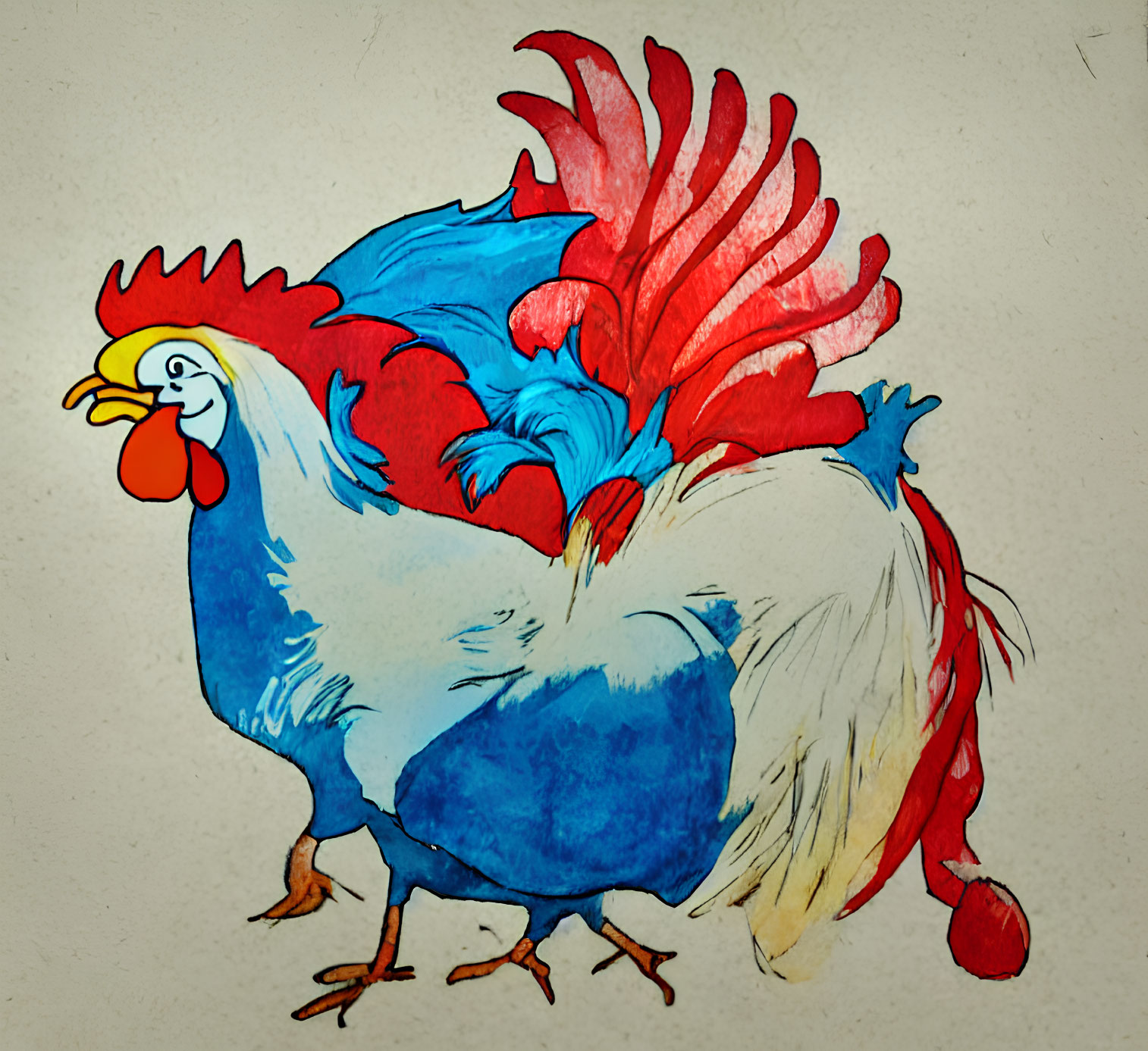 Vibrant Rooster Illustration with Colorful Features