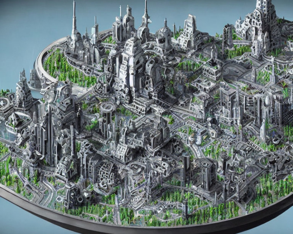 Detailed Miniature Model of Futuristic Circular Cityscape